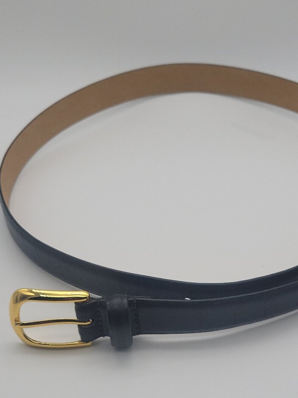 Lejon Unisex Italian Calfskin Black Dress Belt Adjustable Brass Buckle Size 36